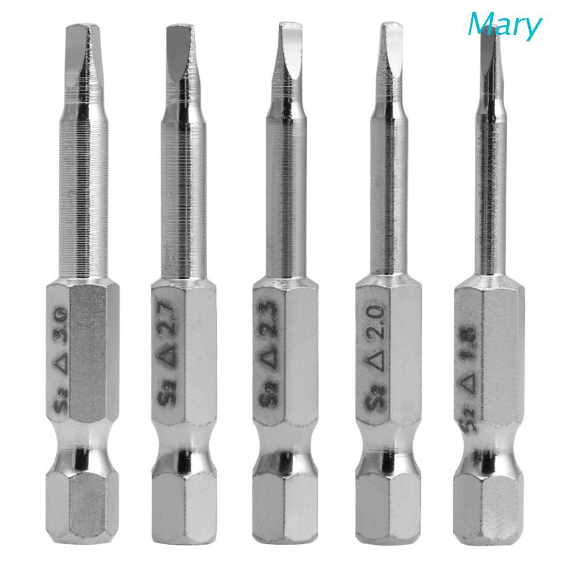 Mary 5pcs / Set Mata Obeng Magnetik S2 Steel 1 / 4 Hex Shank 50mm Untuk Alat Pertukangan