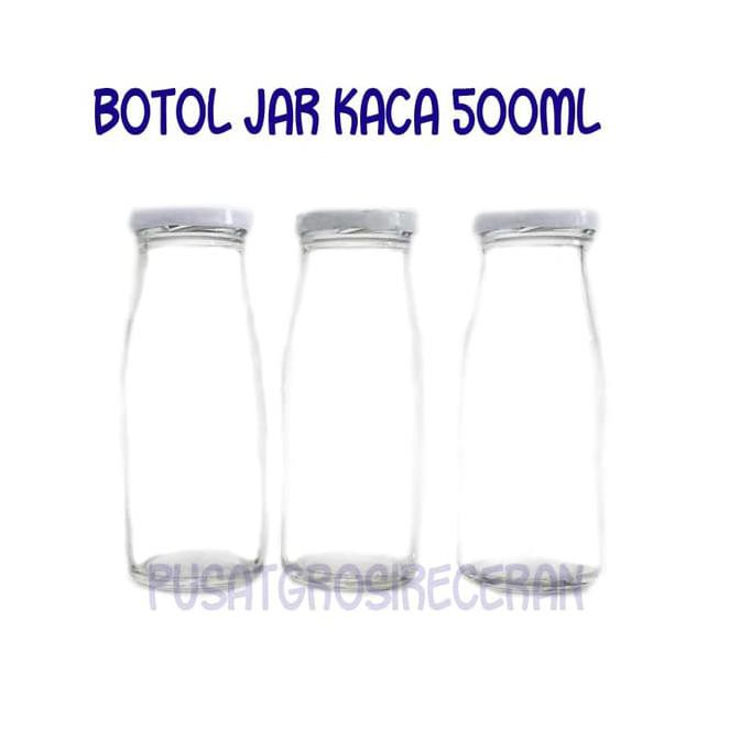 Botol Jar Kaca 500ml Untuk Susu Juice Sirup Tutup Segel Bubble Wrap