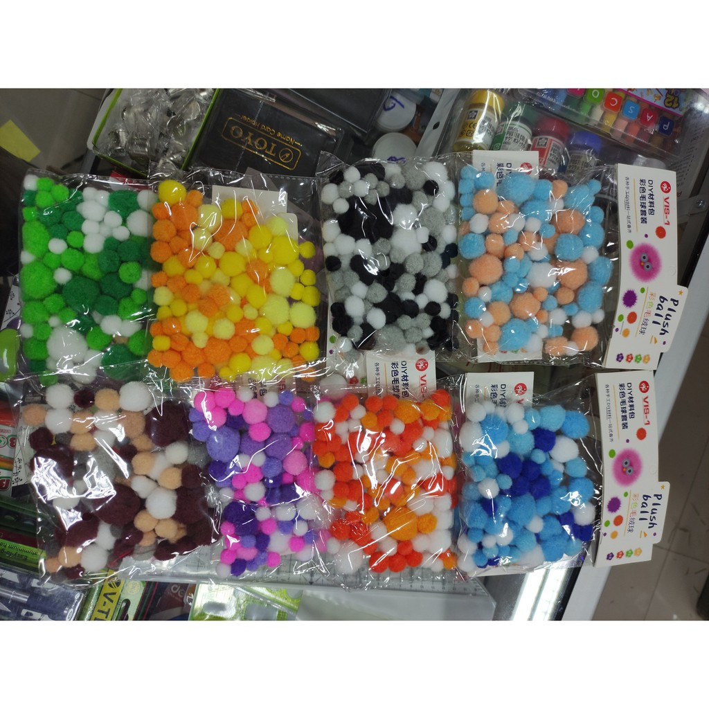 

pompom warna set viz isi banyak ukuran
