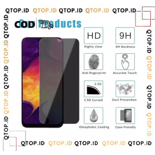 TEMPERED GLASS SPY PRIVACY HITAM ANTI INTIP OPPO A3S, A1K, A83, F7, F9, F11, A52, A72 [QTOP]