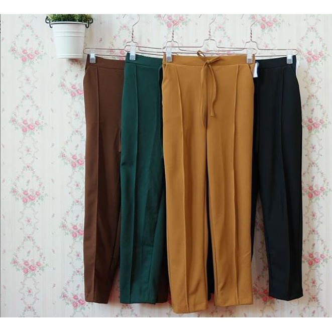  Celana  Chino Wanita highwaist bahan  katun  Melar pinggang 