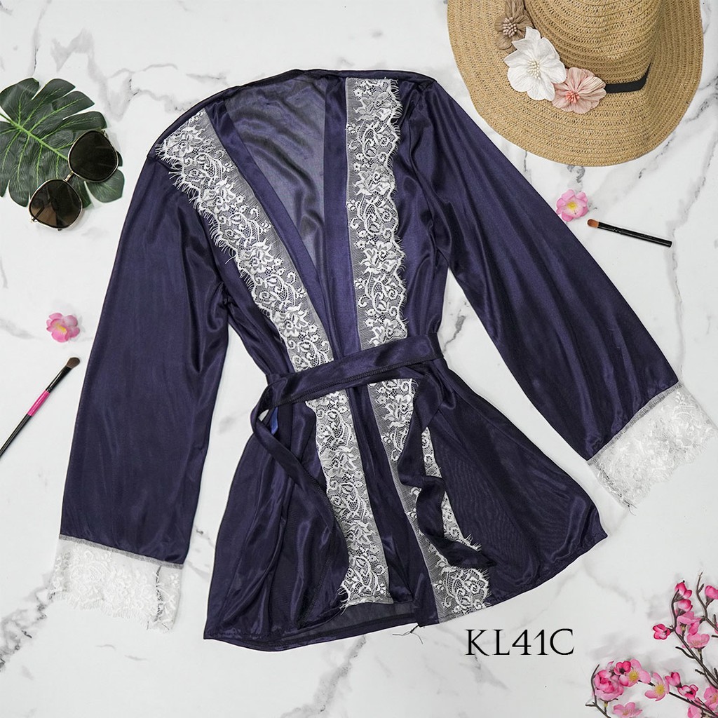 [PALING MURAH] BAJU KIMONO WANITA SLEEPWEAR PIYAMA KIMONO NAVY KL41C