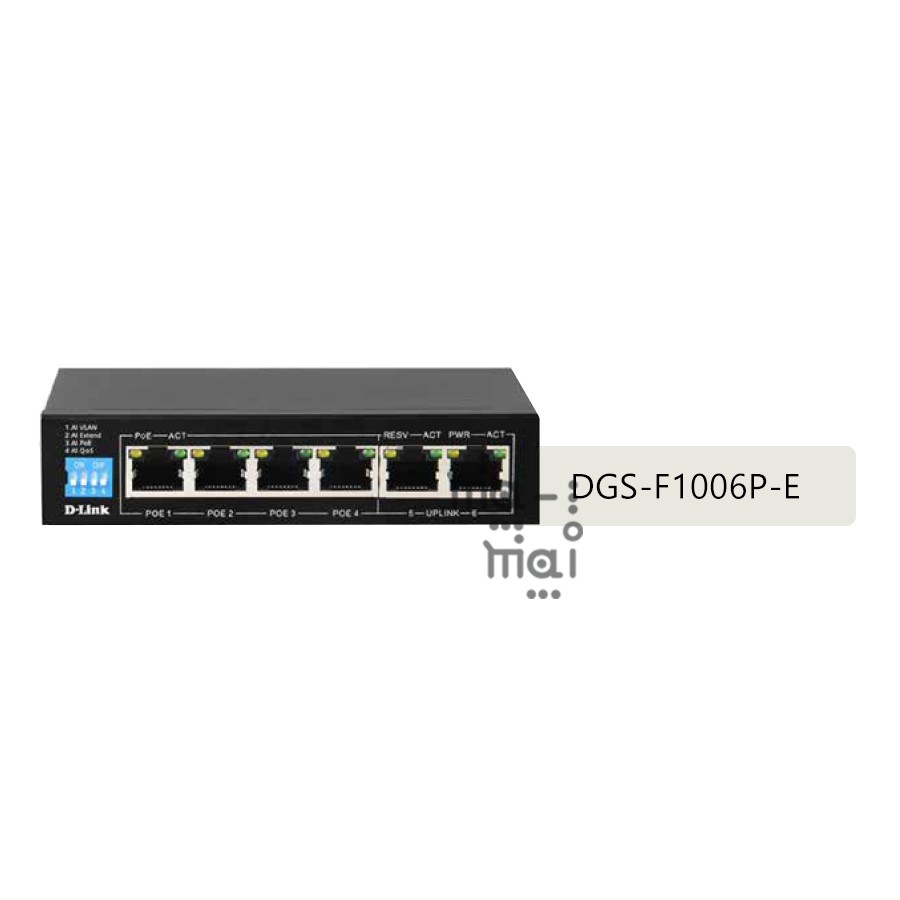 D-Link Switch DGS-F1006P-E 250M 6-Port 1000Mbps Switch with 4 PoE Port