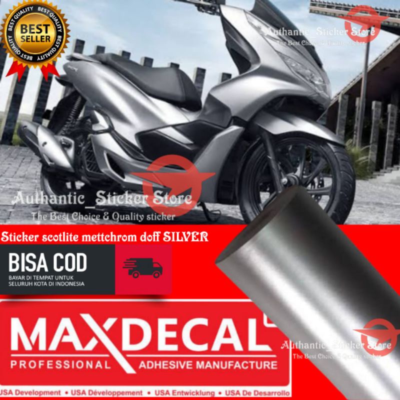 stiker skotlet metalik krom silver sticker scotite mettalic chrom doff silver maxdecal untuk motor