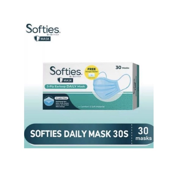 Softies masker Daily 3Ply isi 30pcs/box.Motif Polos ,Motif batik Parang & Motif Japanese