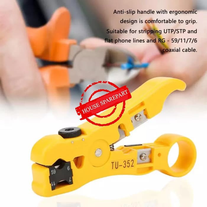 TNI-U TU-352 Coax Cable Stripper Pliers Wire Stripper Knife Cutter