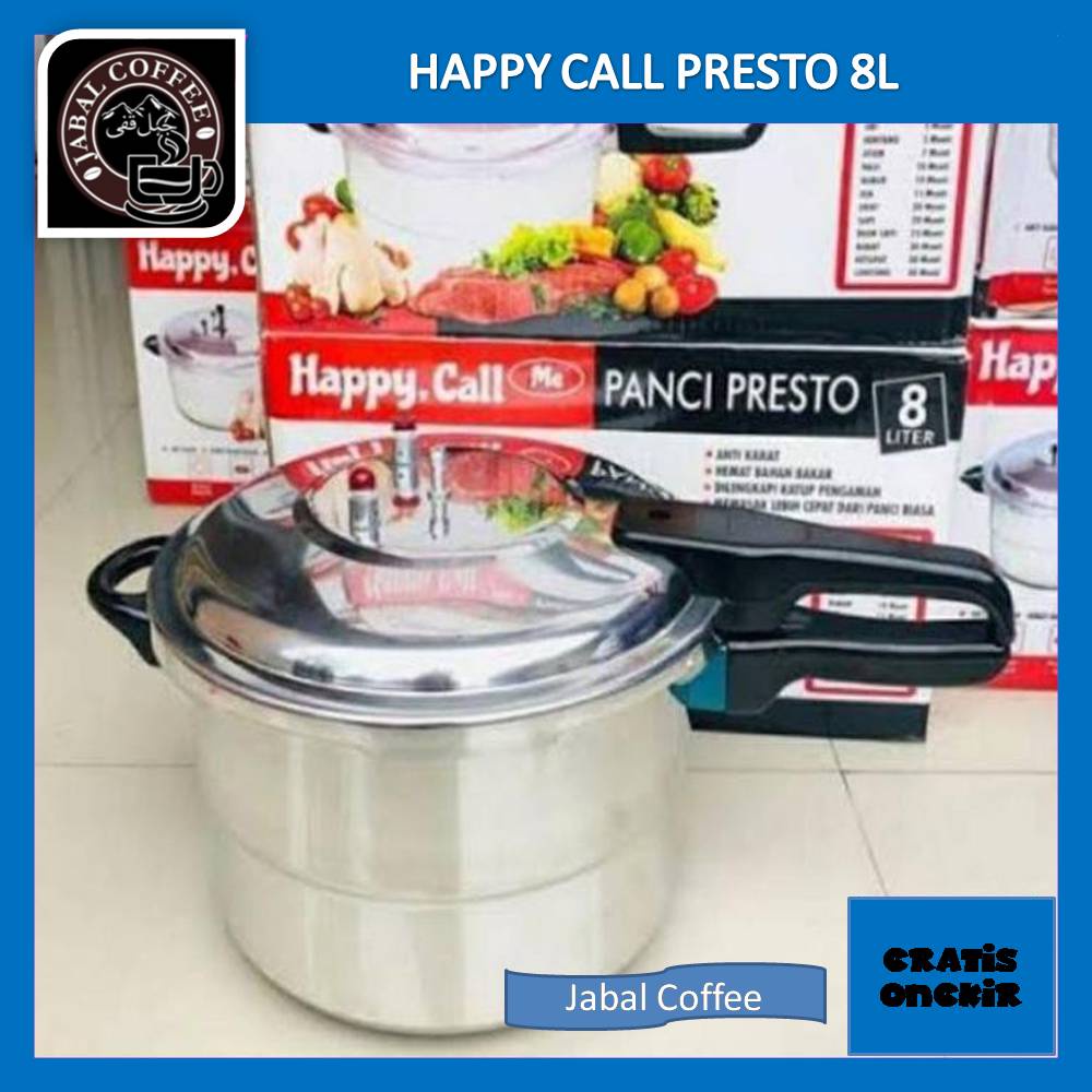 Happy Call Presto 8 Liter Aluminium / Pressure Cooker + Steamer / Happy Call Presto 8 L Aluminium Belly Pinggang 05