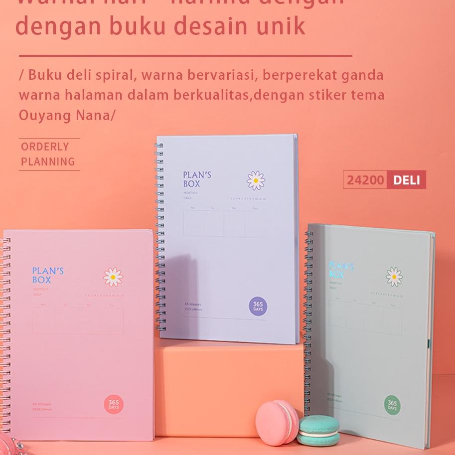 

Terbaru - Deli Spiral Buku Agenda / Planner Diary Book A5 60 lembar kertas 3 Warna, Tali Karet Pengait 24200