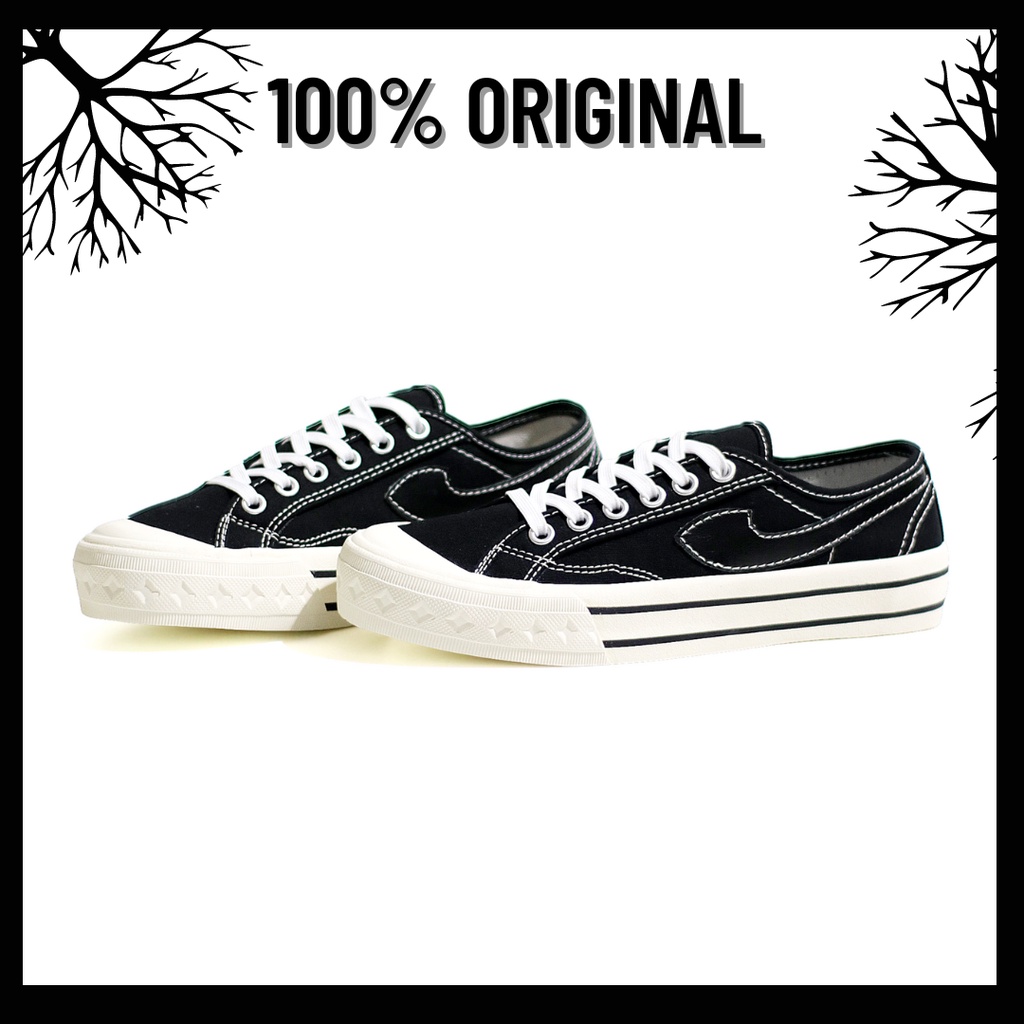 100% Original Sepatu Lokal Casual Oreo White | Not Compass Retrograde Black Black White Low