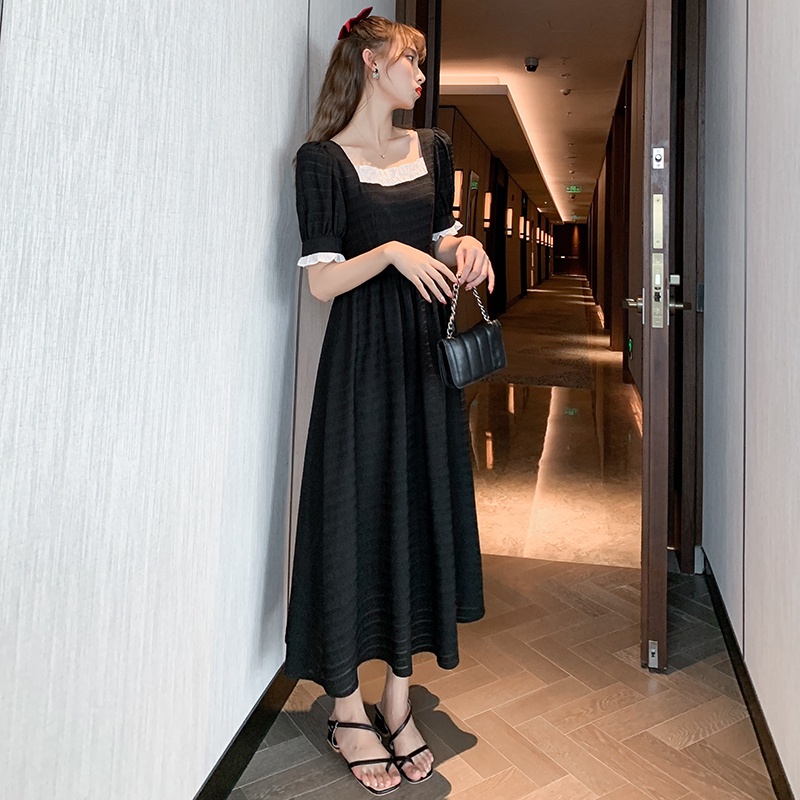 【Rozen】Basic French Style Black Midi Dress  R097