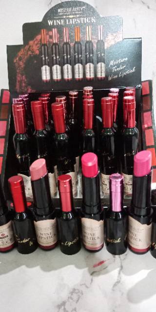 [HRG /6PCS] LIPSTIK WINE KISS BEAUTY NO.36364