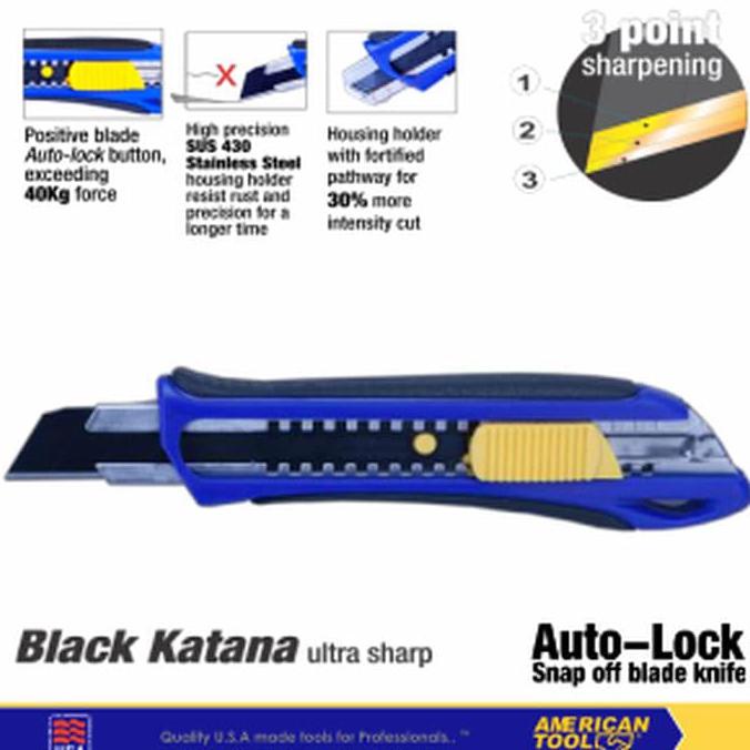 

Dijual American Tool Cutter / Pisau Cutter American Tool Besar⠀Black Katana Hemat
