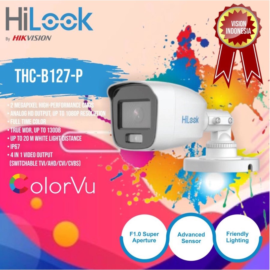 Kamera CCTV OUTDOOR HILOOK 2MP THC-B127-P ColorVu / FULL TIME COLLOR