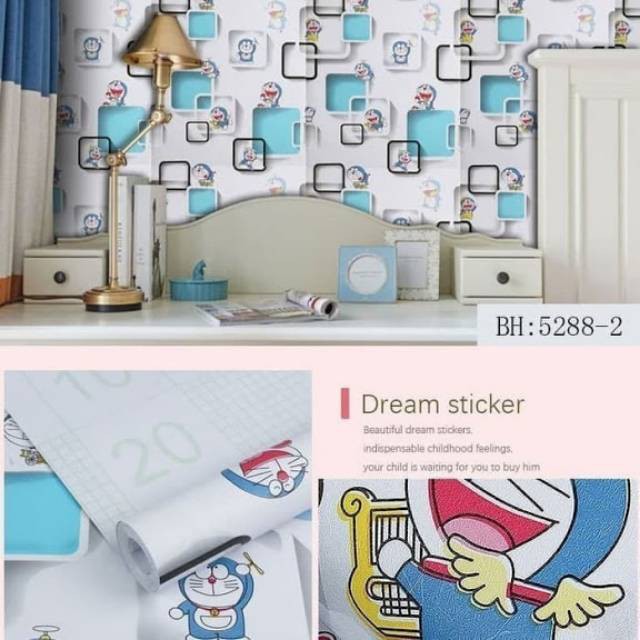 Wallpaper Dinding Kamar Tidur Sticker Walpaper Stiker Dekorasi Rumah Motif Doraemon Kotak Wps Dora3D