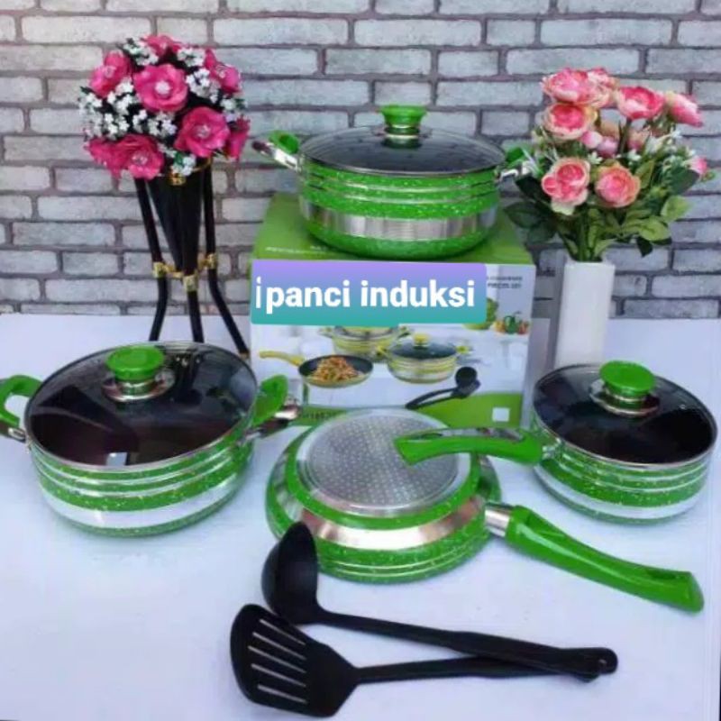 Panci teflon ,  Panci  Kompor Induksi  , Panci Set 9 pc