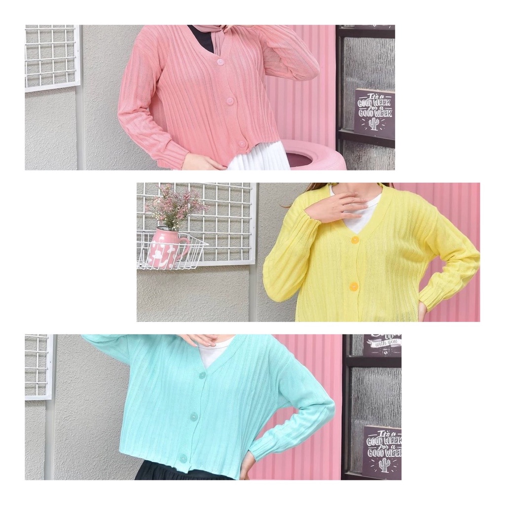 pastello cardigan crop wanita pastel warna warni cute