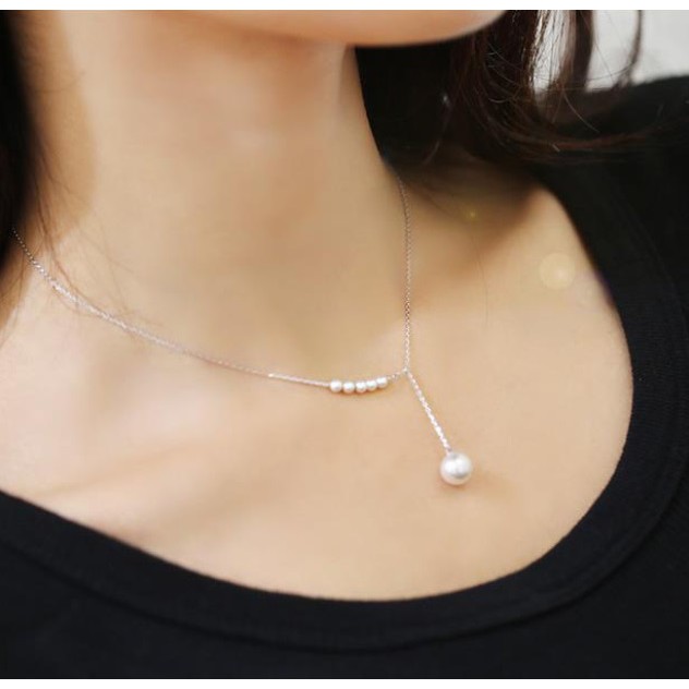 Kalung Rantai Wanita C14 Mutiara Korea Fashion Women Pearl Necklace Alloy Aksesoris Perhiasan Cewe
