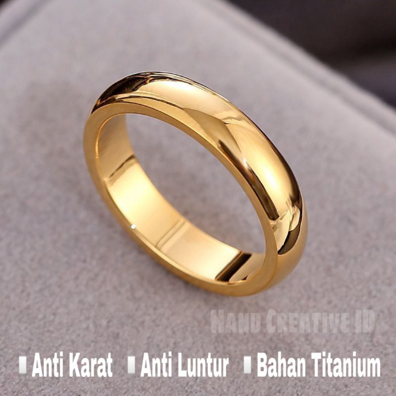 Cincin Couple Titanium Tunangan Kawin Nikah Ukir Nama Anti Karat Polos