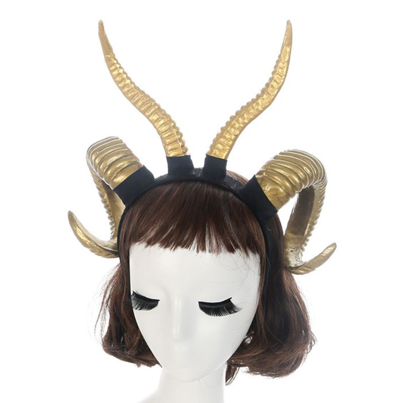 Bando Desain Tanduk Domba Imitasi Gaya Gothic Untuk Kostum Cosplay Anak Dan Dewasa