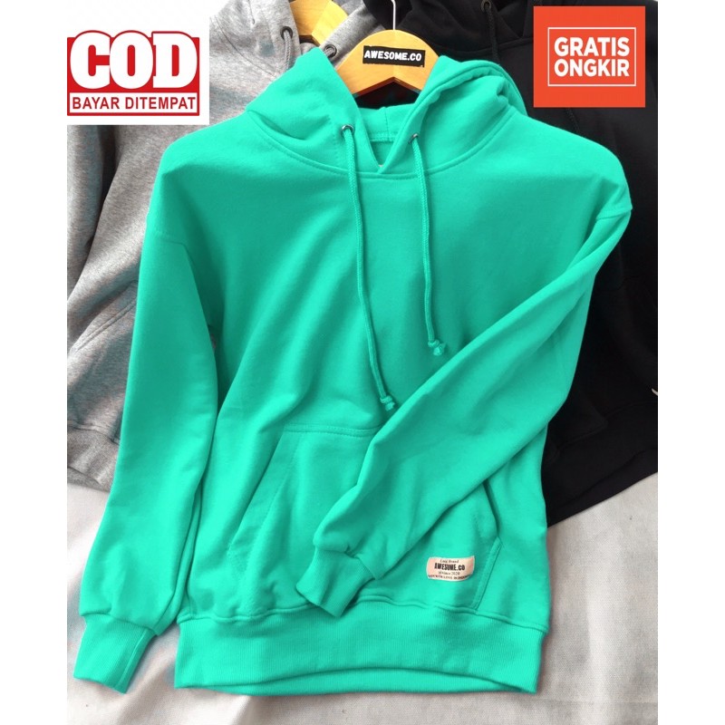 Hoodie Polos Pria Wanita Warna Hijau Tosca (Awesome.co )