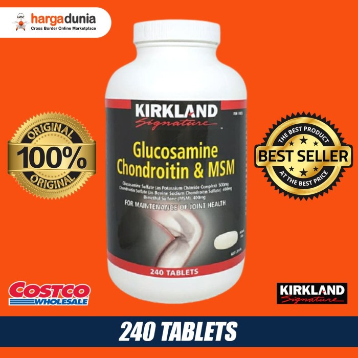 TERLARIS Kirkland Glucosamine 1500mg Chondroitin 1200mg & MSM - isi 240 Tablet