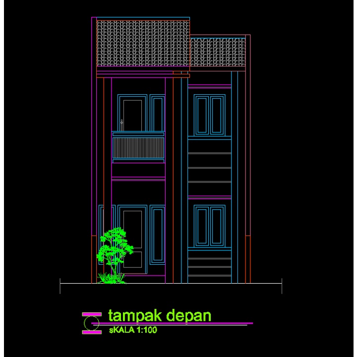 Desain Rumah 2 Lantai File DWG/Autocad Type 25 Borextour DRA2D-002