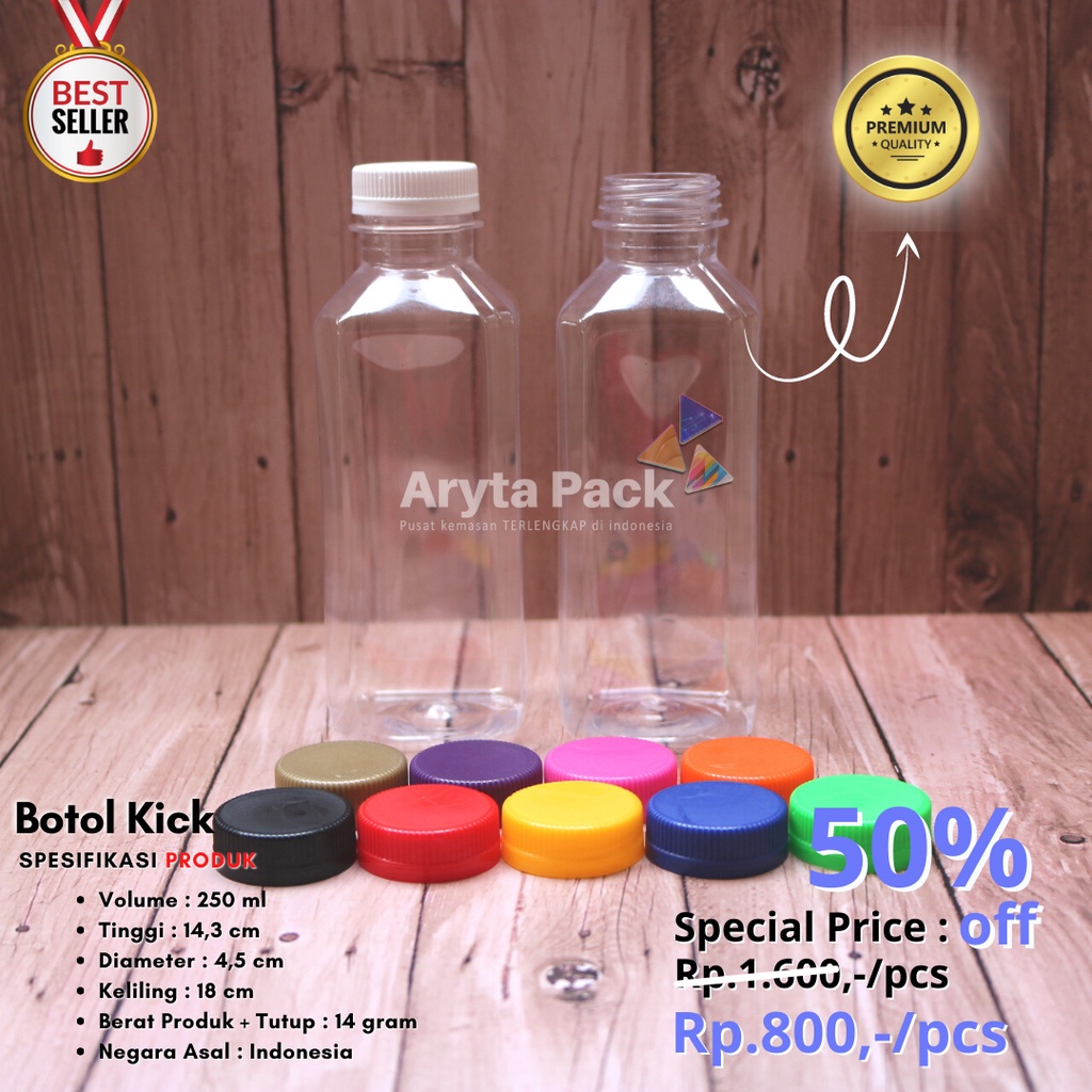 Jual Botol Plastik Pet Ml Kick Kotak Minuman Mineral Jus Susu Kopi Tutup Sn Warna Warni