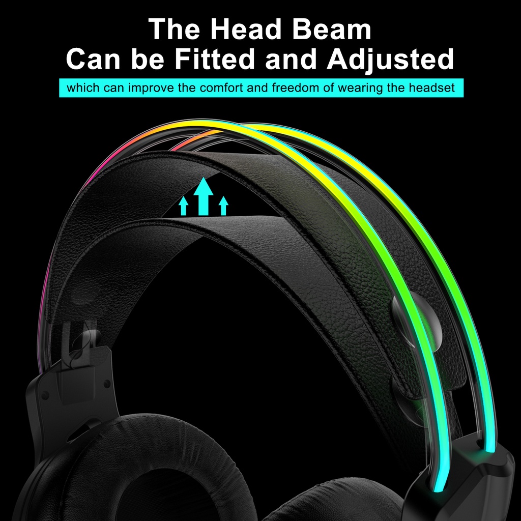 ColorCoral RGB Headset Bando Gaming With Mic Stereo Sound LED Headband Backlight Noise Reduction Headphone Henset Gaming for PC Pubg