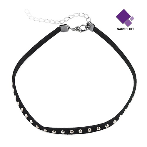 Kalung Choker Rantai Bahan Kain Warna Hitam Gaya Punk Vintage Untuk Wanita