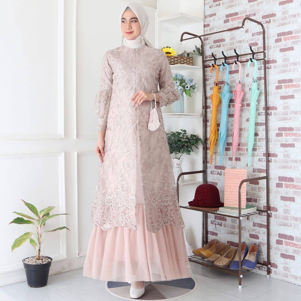 PROMO LONG DRESS TULLE MUTIARA BORDIR / GAMIS PESTA / LONG DRESS PESTA