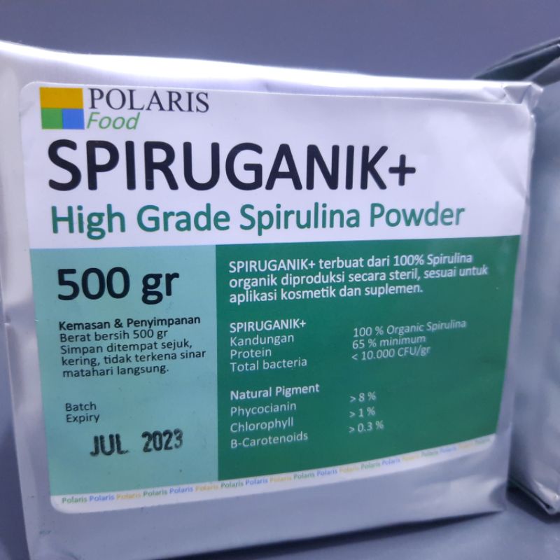 Spirulina 500 GRAM SPIRUGANIK + ORIGINAL 100% Pakan Ikan burayak cupang guppy menaikan warna ikan charopyl chana