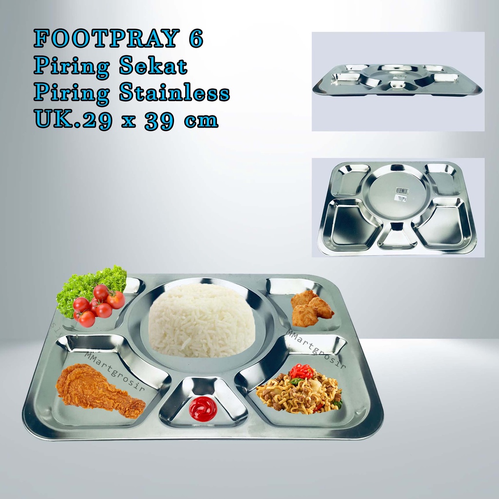 FOOTPRAY 6 / Piring Sekat / Piring Stainless / UK.29 x 39 cm