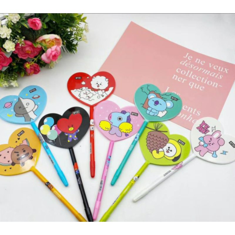 (12pc) pen gel model kipas BTS BT-21/gel kipas BTS-3