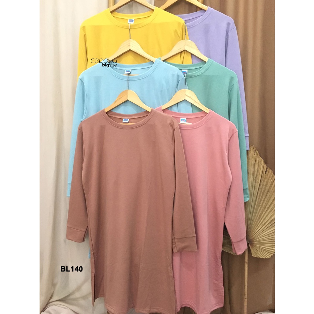 Ezpata Atasan Blouse Tunik Polos Lengan Panjang Blus Jumbo XXXL BB 65-90kg LD 120-140cm Plain Bahan Baby terry