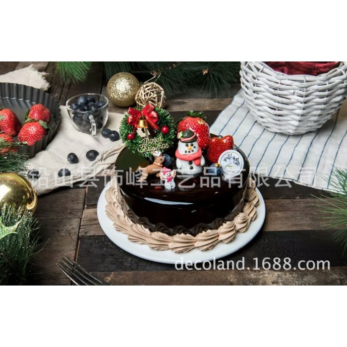 CTGR cake topper hiasan kue natal christmas pinus pearl dekorasi bakin