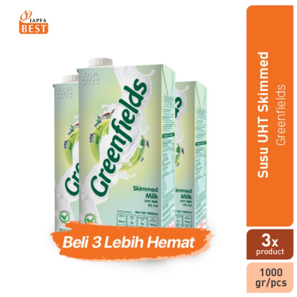 Susu Greenfields UHT Skimmed - Paket Isi 3 Pcs