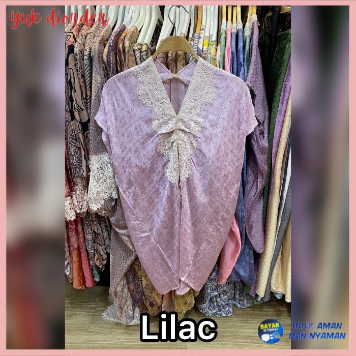 ✨ BISA COD ✨ Dress kaftan polos renda anak part 1 - Lilac