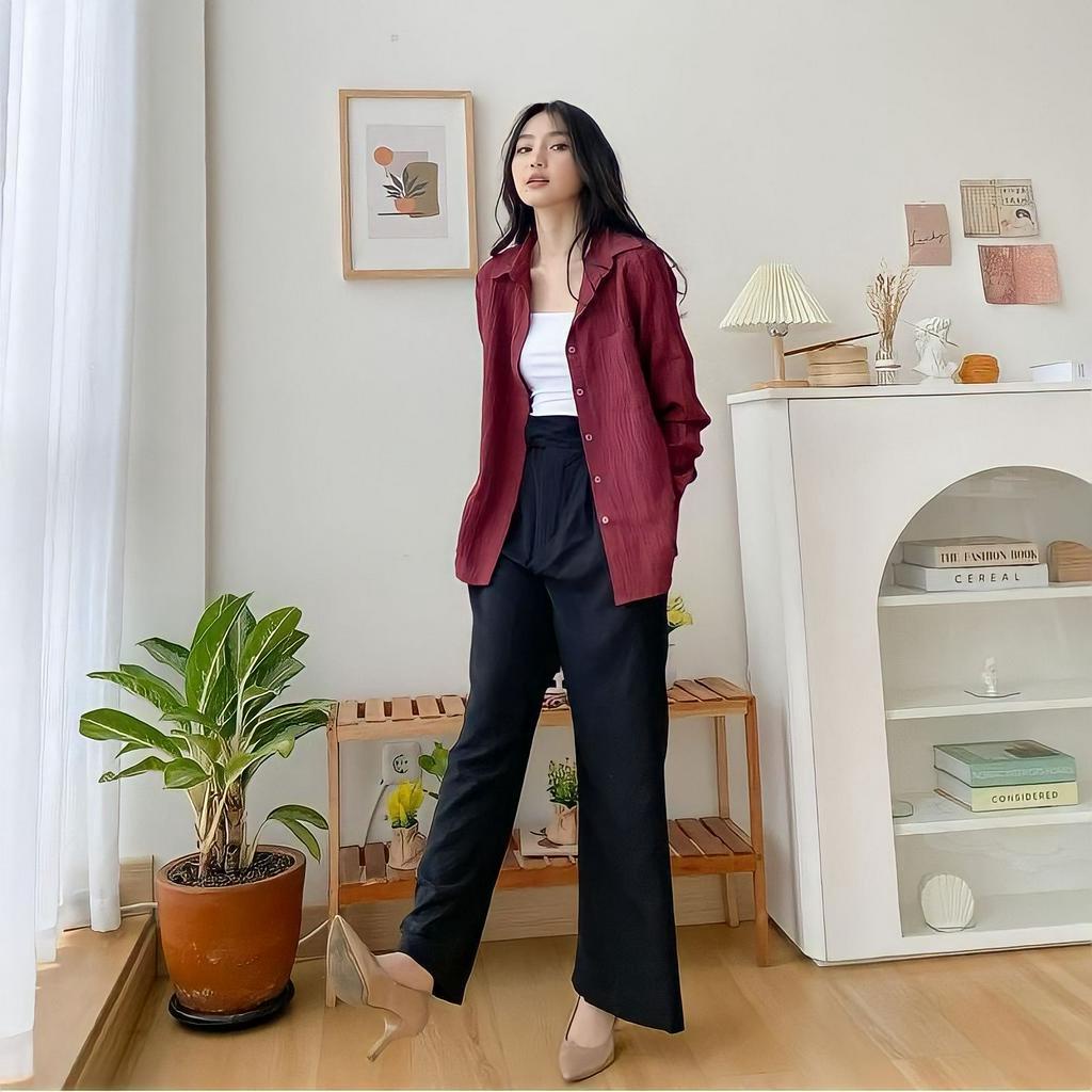 Kemeja Wanita Oversize Lengan Panjang Luna Lady Crush Terbaru