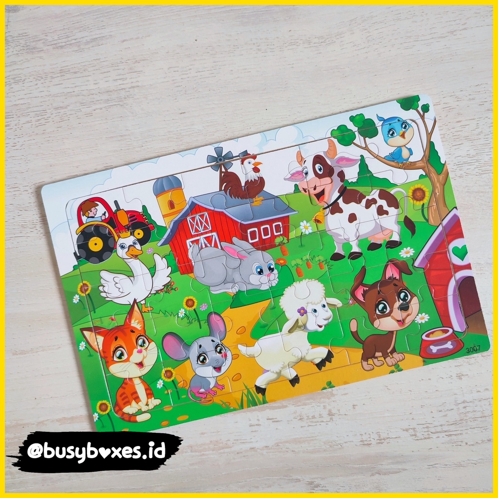 [busyboxes.id] Mainan Edukasi puzzle kayu wooden puzzle 30 keping animal farm mainan anak montessori