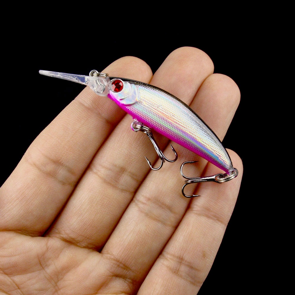 Hengjia 1pcs Sinking Fishing Lure Umpan Pancing Minnow Tiruan Bentuk Ikan Bermata 3D Eyes Hard Plastic Bait Keras 7cm / 6g