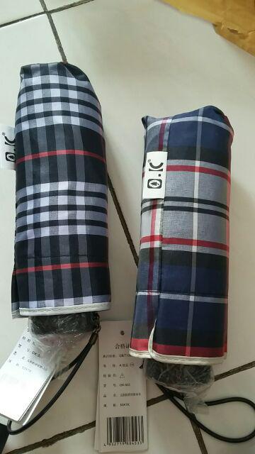 Payung Lipat 5 Mini Motif Garis / Antiuv / Lapis Hitam / Grc