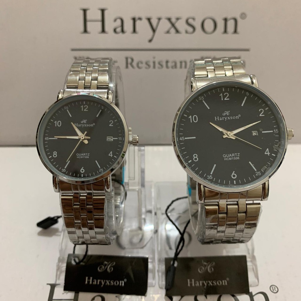 Jam Tangan Couple Jam Tangan Pria dan Wanita Jam Tangan Mewah Elegan Jam Original Silver Black