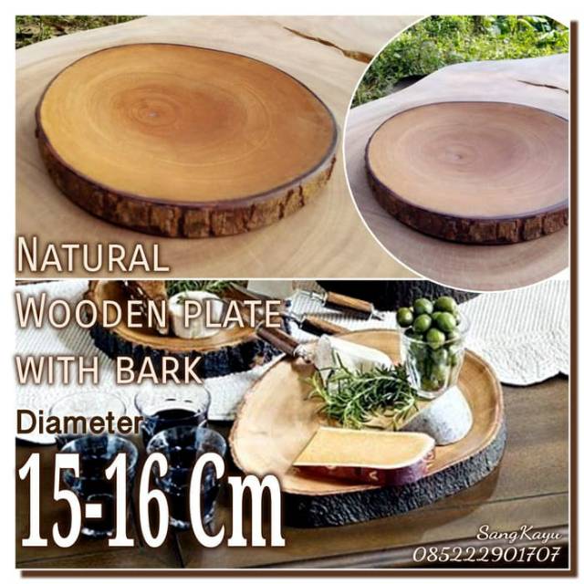 Wood plate tray 15-16 cm piring kayu unik piring mangkok saji nampan
