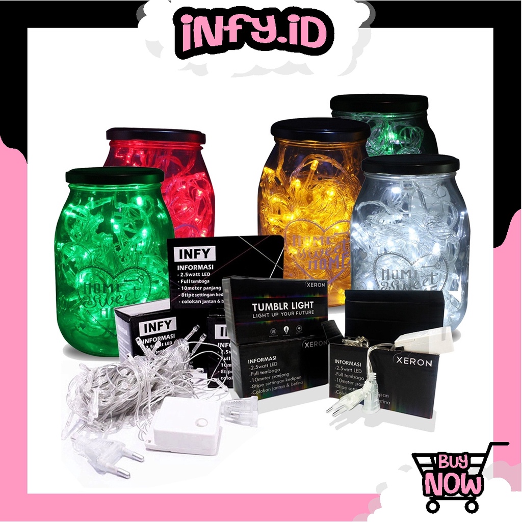 INFY Lampu Hias/Lampu Tumbler/Lampu Tumblr 50LED 10 Meter LED Box/Lampu LED Natal Tumbler Light E002 E017