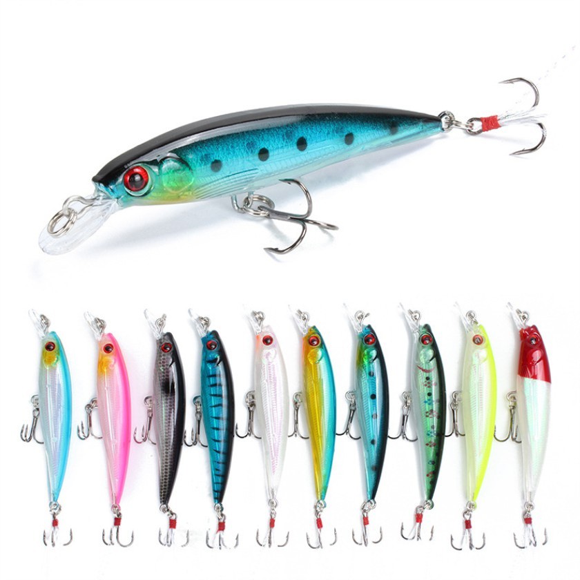 1Pcs Minnow Umpan Pancing Fishing Lure Hard Bait Bentuk Ikan Imitasi Panjang 9cm Berat 7.2g 10 Warna