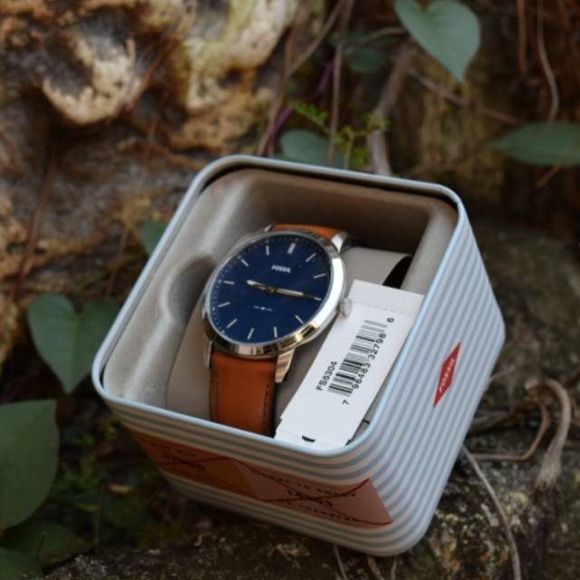 Jam Tangan Fossil FS5304 Minimalist Genuine Brown Leather Strap Original Brand New In Box