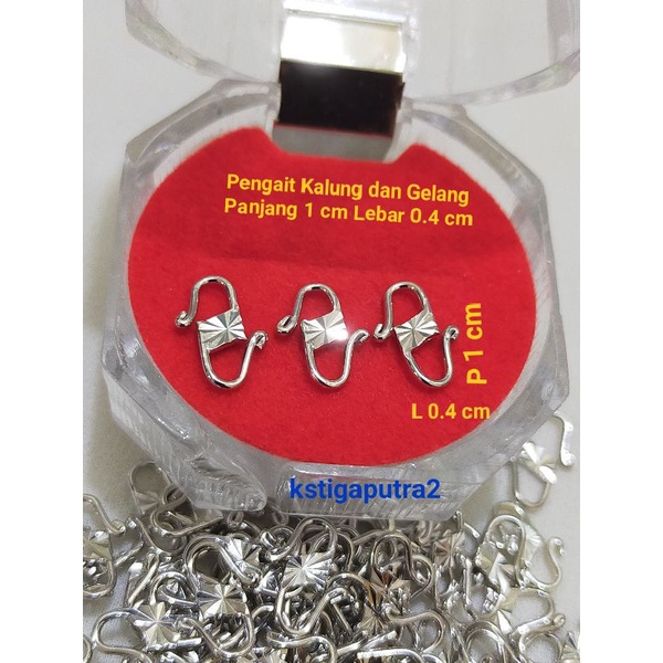 Pengait S Kalung dan Gelang Perak 925 Lapis Emas Putih