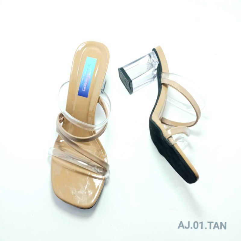mqstars-Sendal Heels Hak Kaca Tali jelly