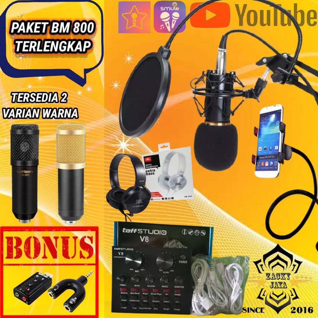 PAKET RECORDING MIC BM 800 FOR SMULE VLOGGER YOUTUBER BIGO LIVE STARMAKER FULLSET