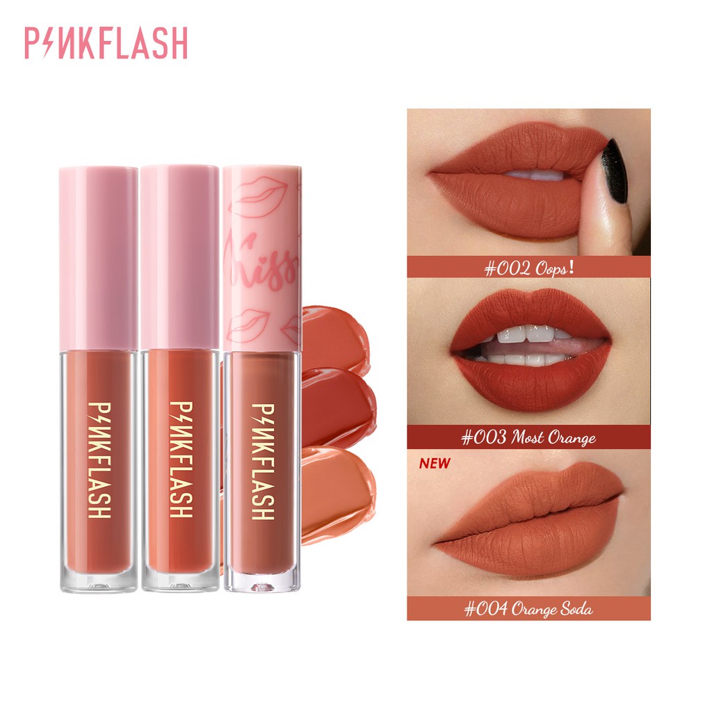 PINKFLASH 3pcs Matte Lipstick Soft Long Lasting High Pigmentation Moisturizing O Series Lip Gloss